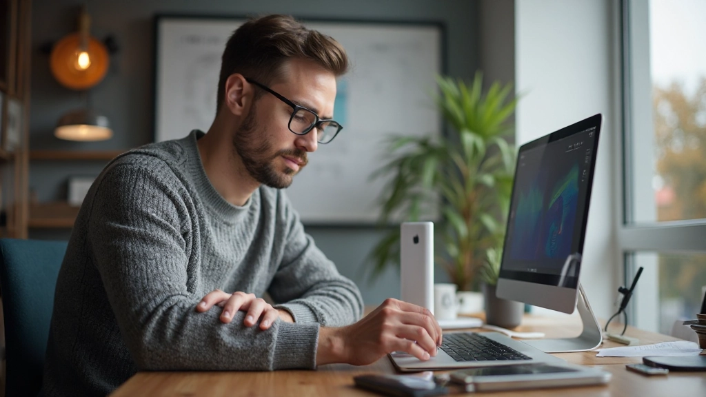 Designer werkt aan responsive layout op laptop met tablet ernaast