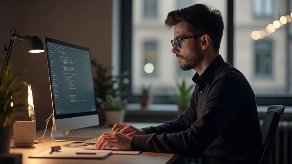 Developer die donker modus instellingen test op een laptop computer