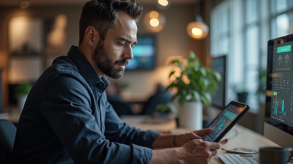 Telefoon scherm met bottom tab navigation en hamburger menu, minimalistisch ontwerp